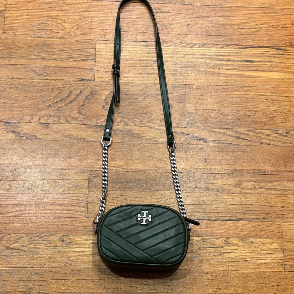 Tory Burch Dark Green Quilted Crossbody Bag
